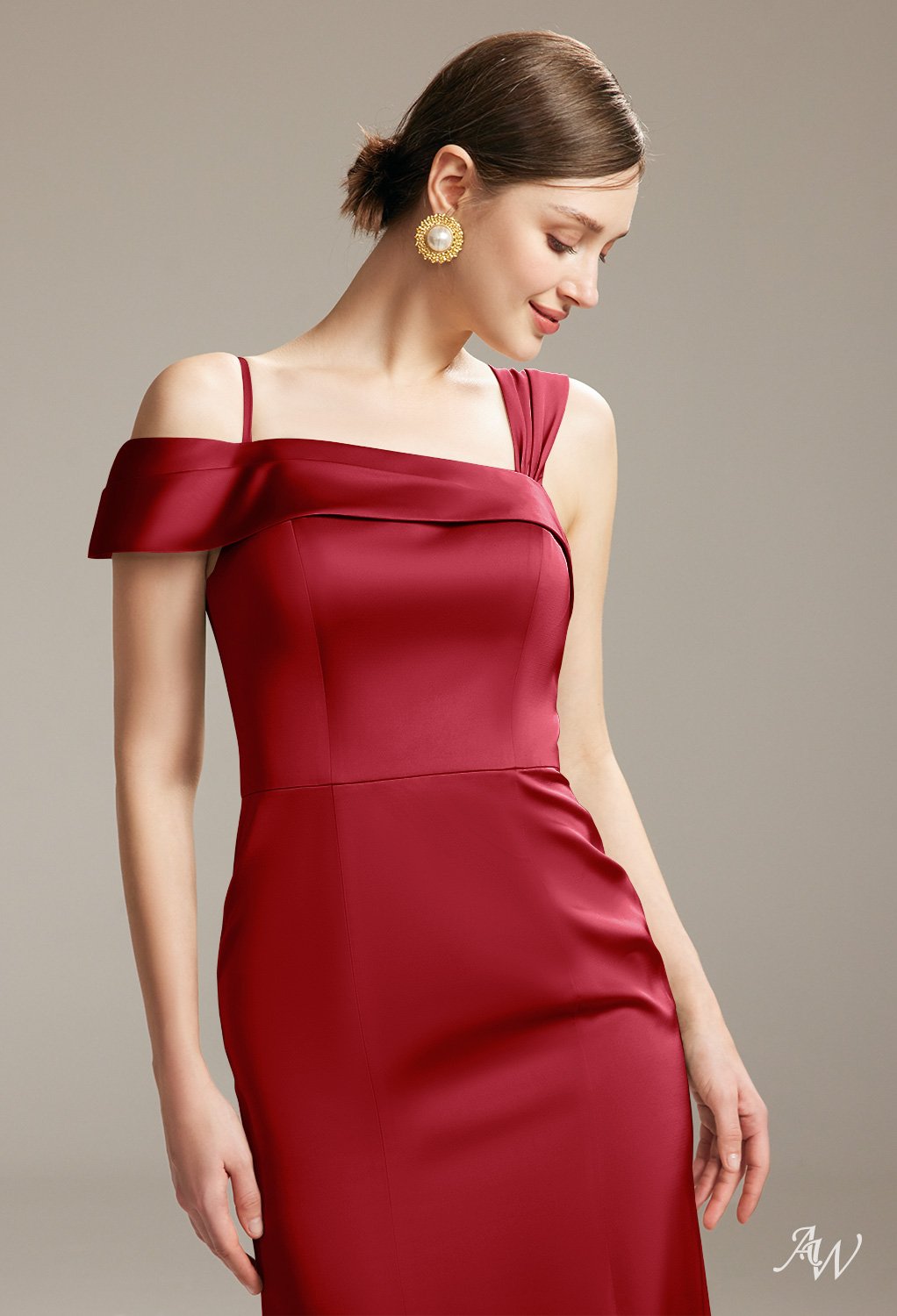 AW Poco Deep Claret Satin Charmeuse Bridesmaid Dresses image3